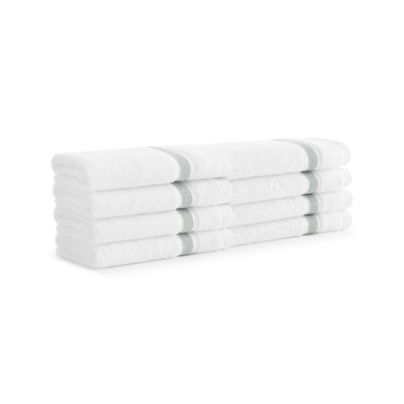 Monarch Brands Aegean Recycled Washcloths 13in x 13in - Stripe, Dark Sage Green, 8PK P-WC-RT-1313-DS